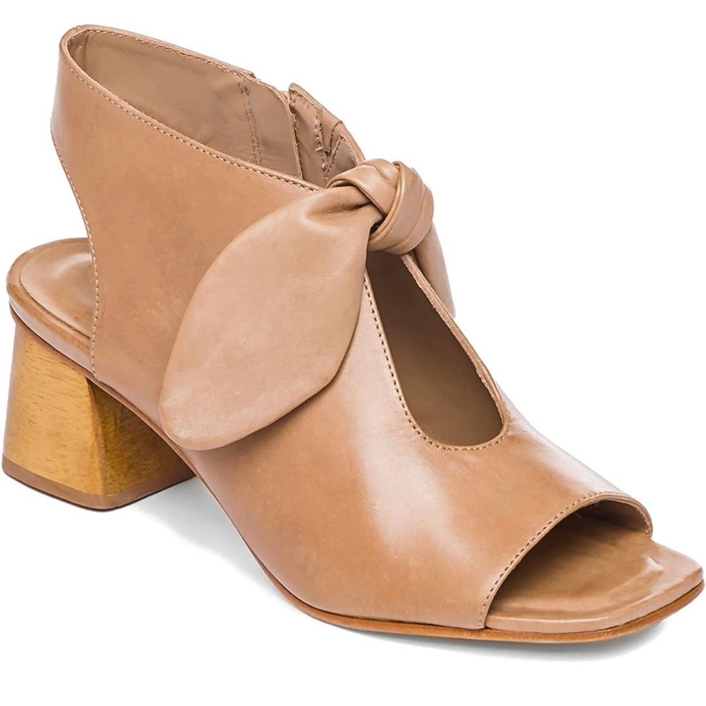 MOOMMO Women's Heeled Sandals with Bow Peep Toe Chunky Block Low Heel Sandal